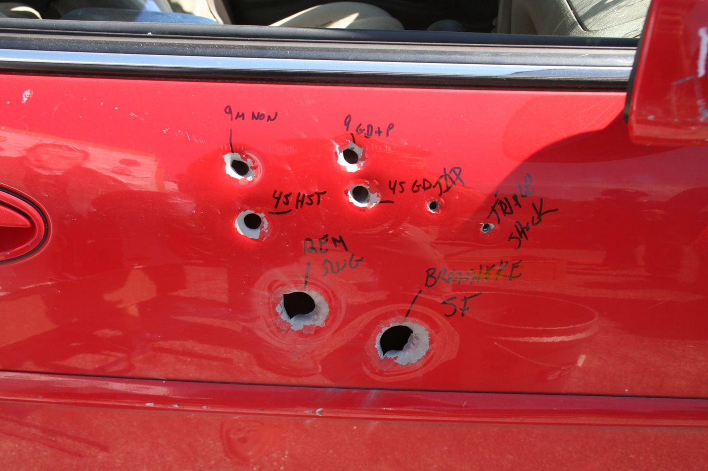 examining penetration of firearm bullets through a car door