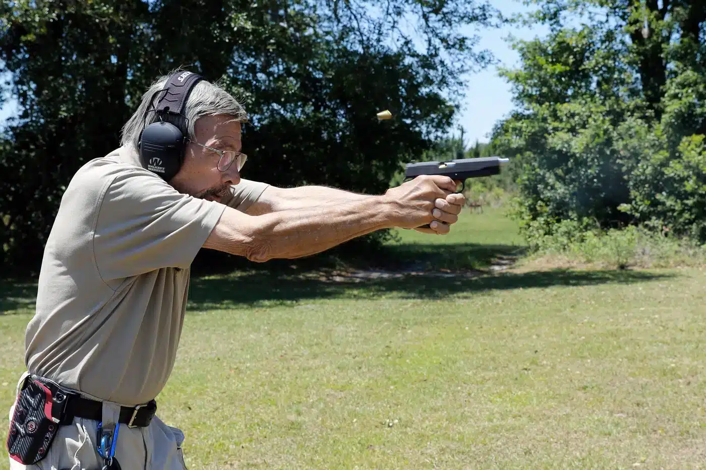 Massad Ayoob shoots a Springfield Armory 1911 pistol while writing an article for The Armory Life. He has appeared as an expert witness on gunfighting for police and founded Lethal Force Institute in 1981. He writes for TheArmoryLife.com and for Backwoods Home Magazine.