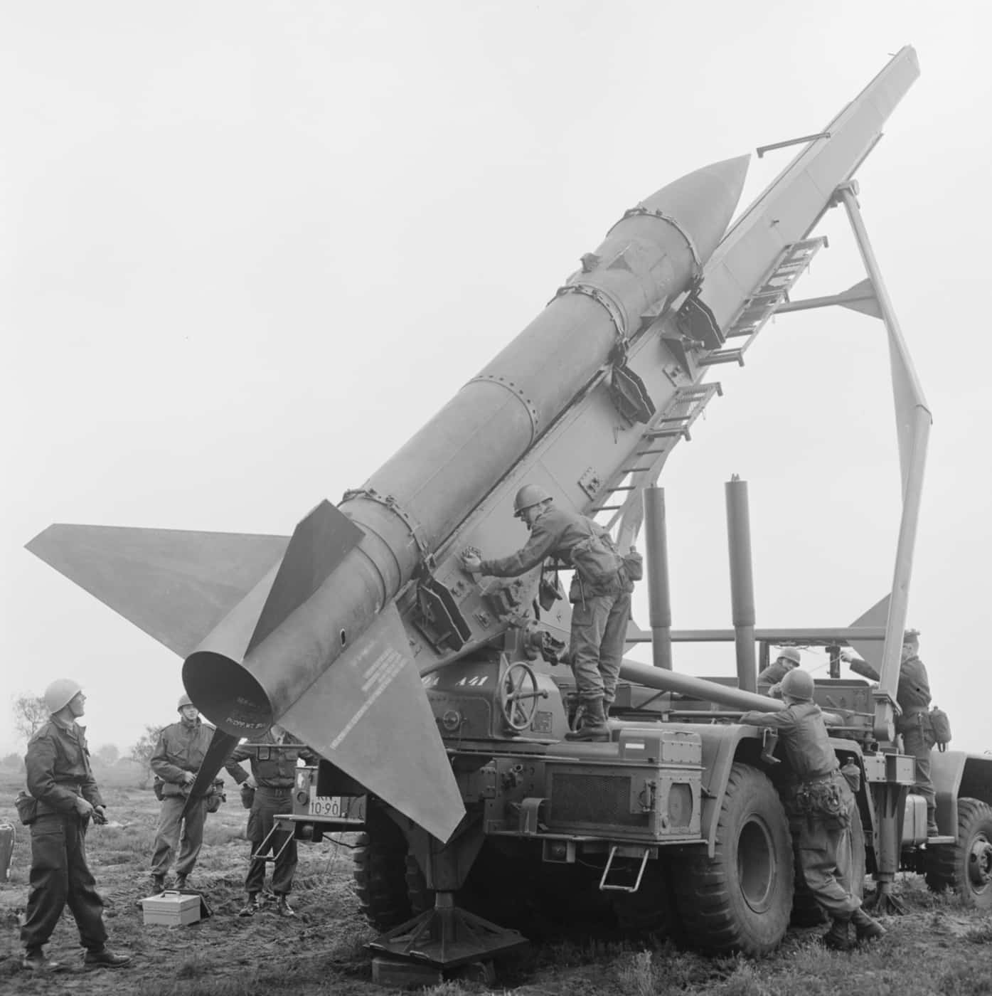 Honest John rocket prepared for launch