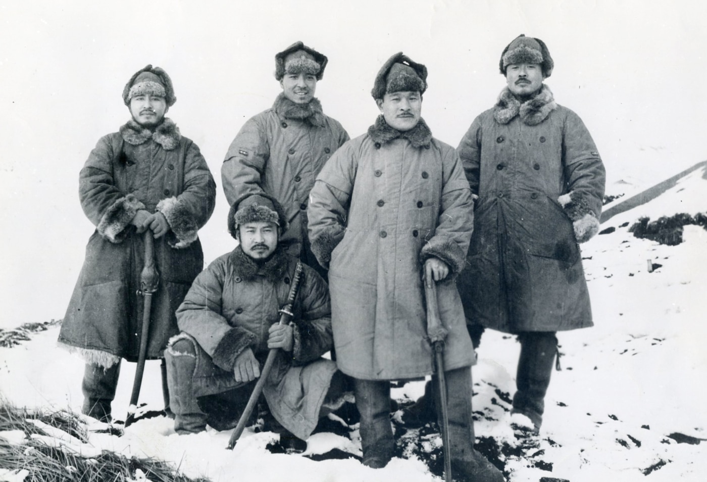 Japanese army officers on Attu Island
