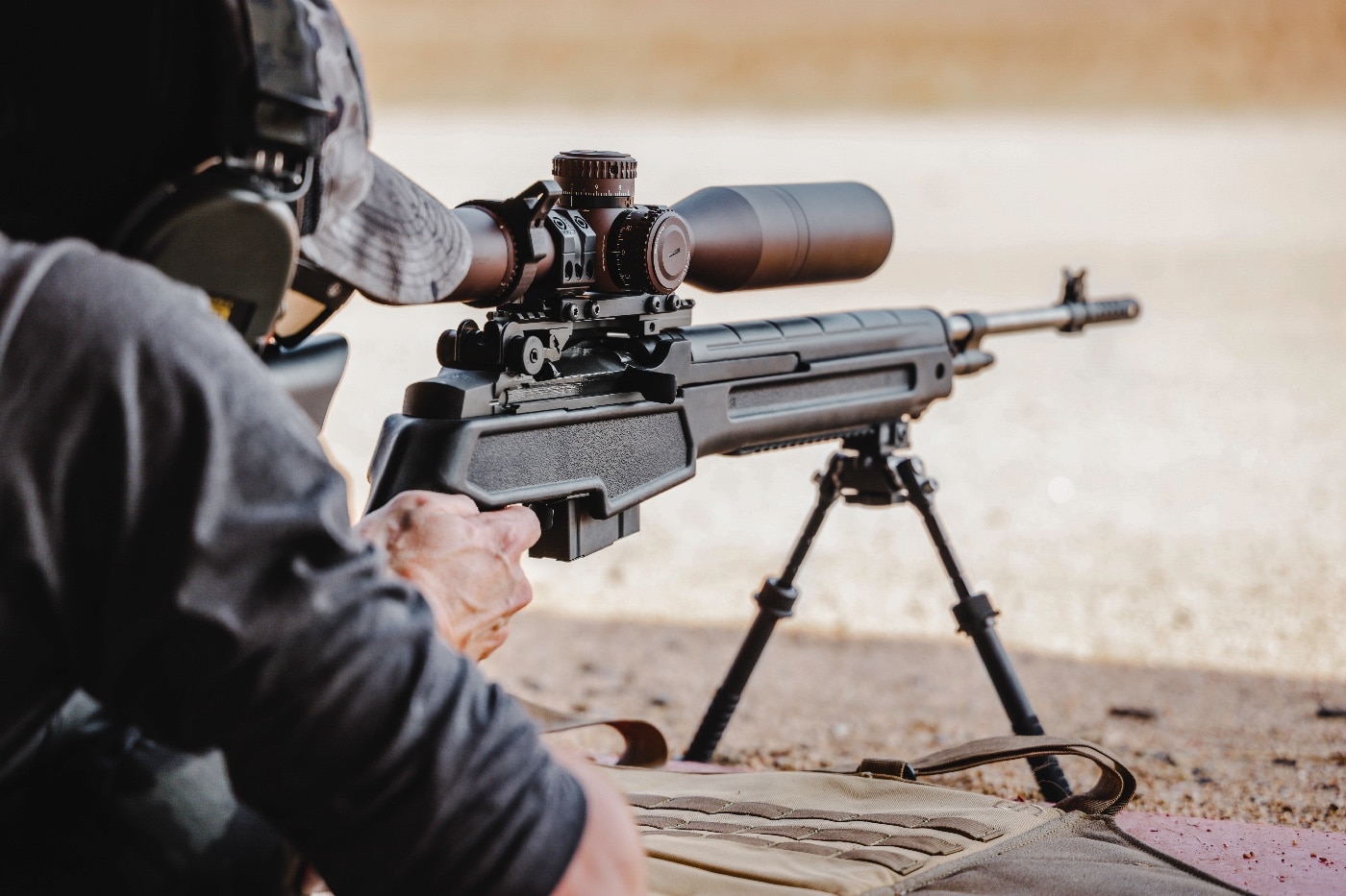 Loaded Precision rifle shot from prone