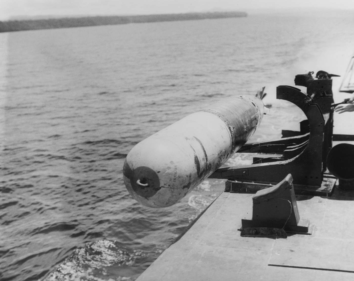 Mark XIII torpedo launched from PT boat near Rendova base Solomon Islands