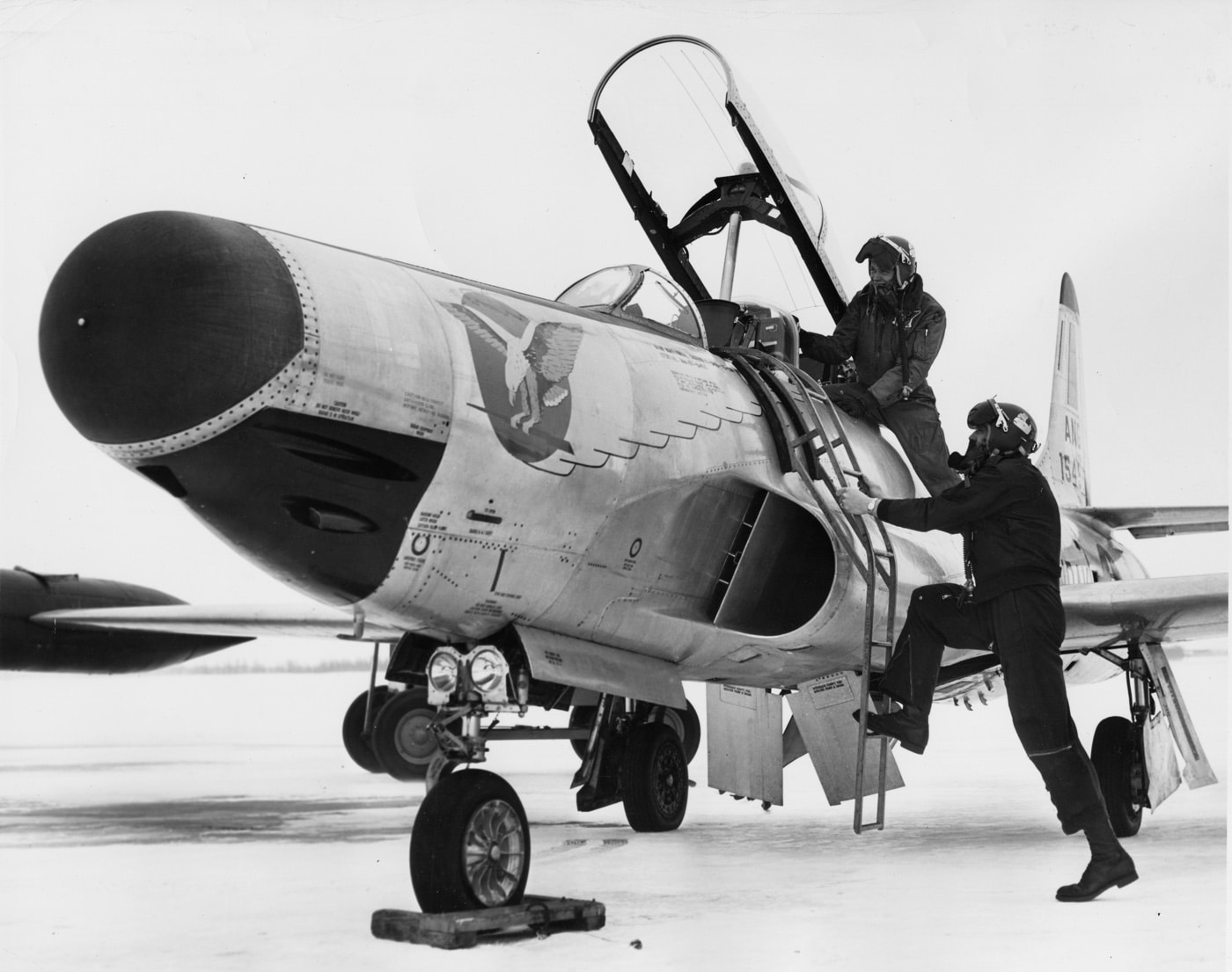 pilots board F-94A fighter North Dakota Air National Guard