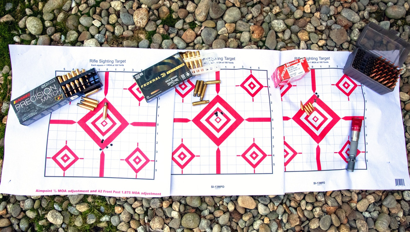testing my rifle on the range with different ammunition
