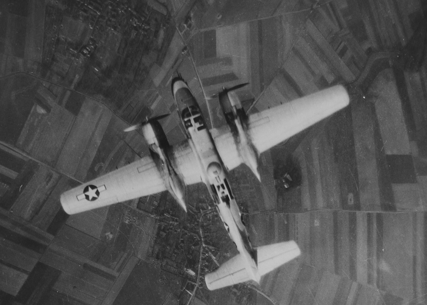 A-26 Invader flies over Germany during the Second World War