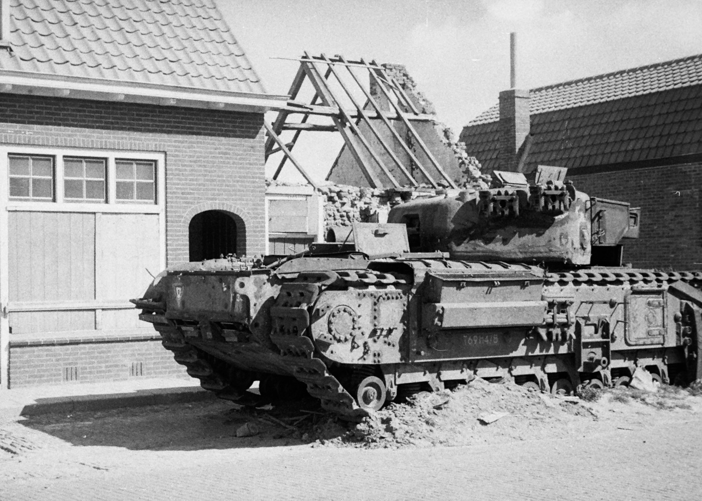 British Churchill AVRE engineer tank with 290mm Petard mortar