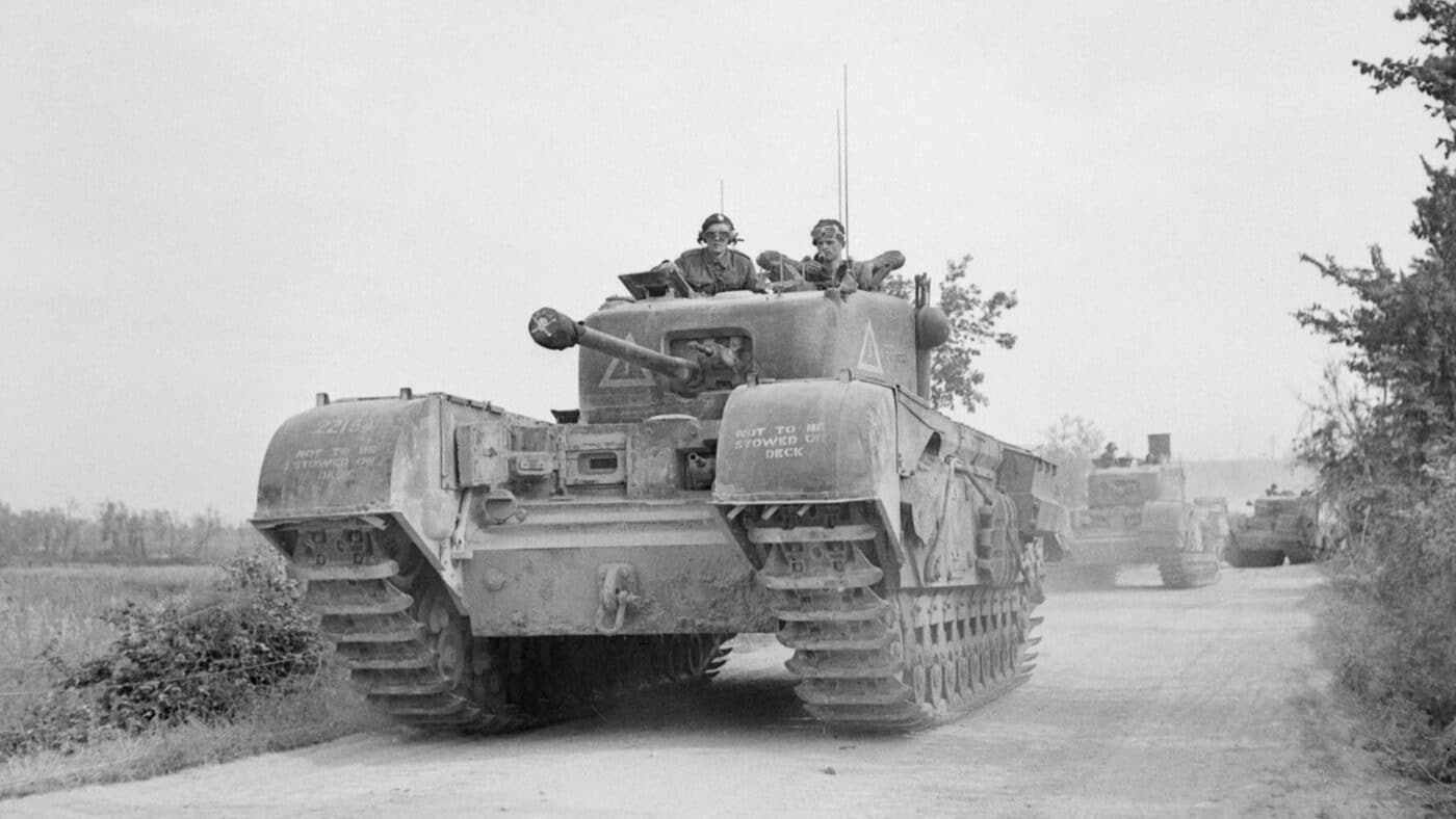 British Churchill tanks in Italy during World War II