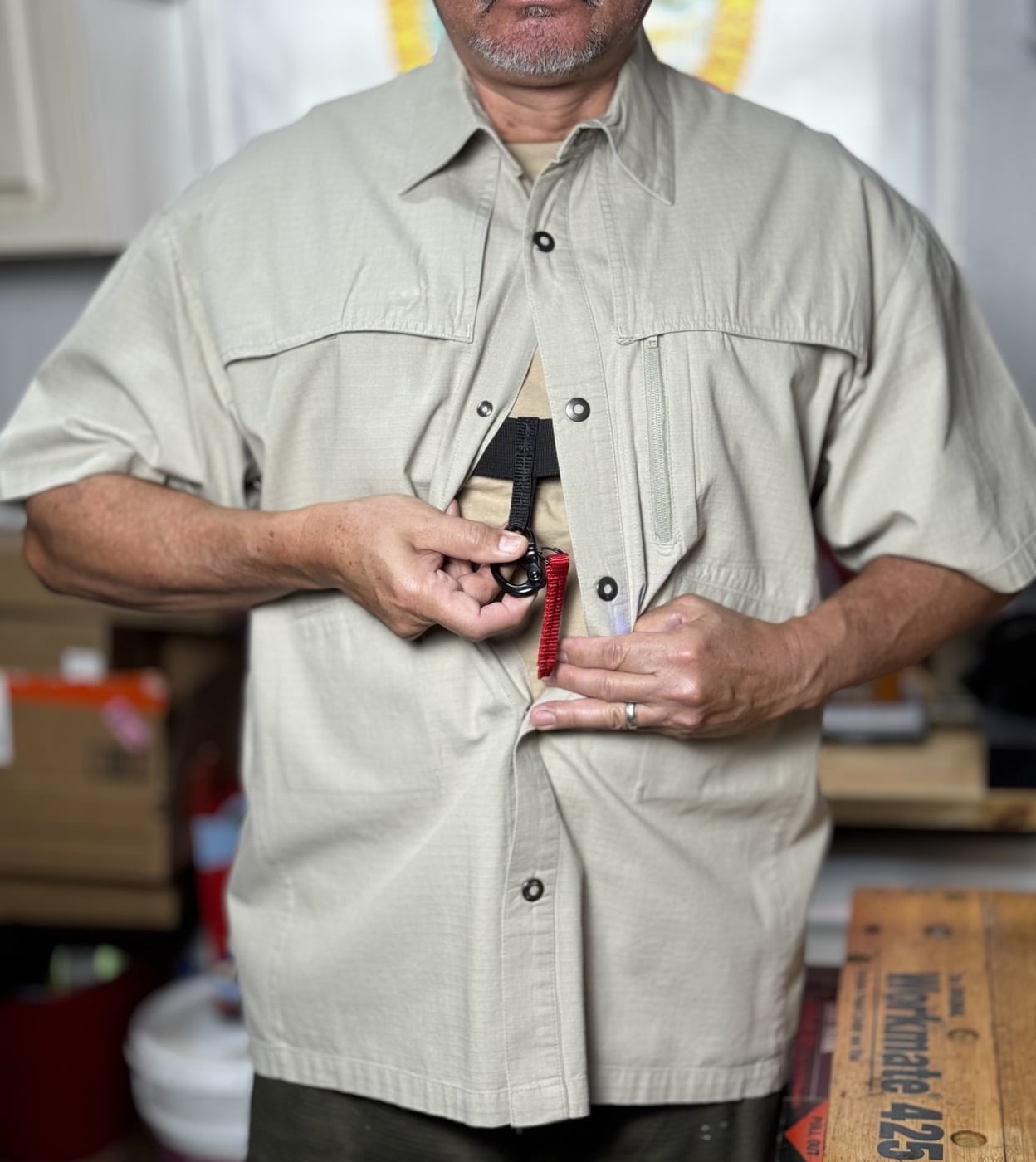 Chalker Sling worn under a shirt