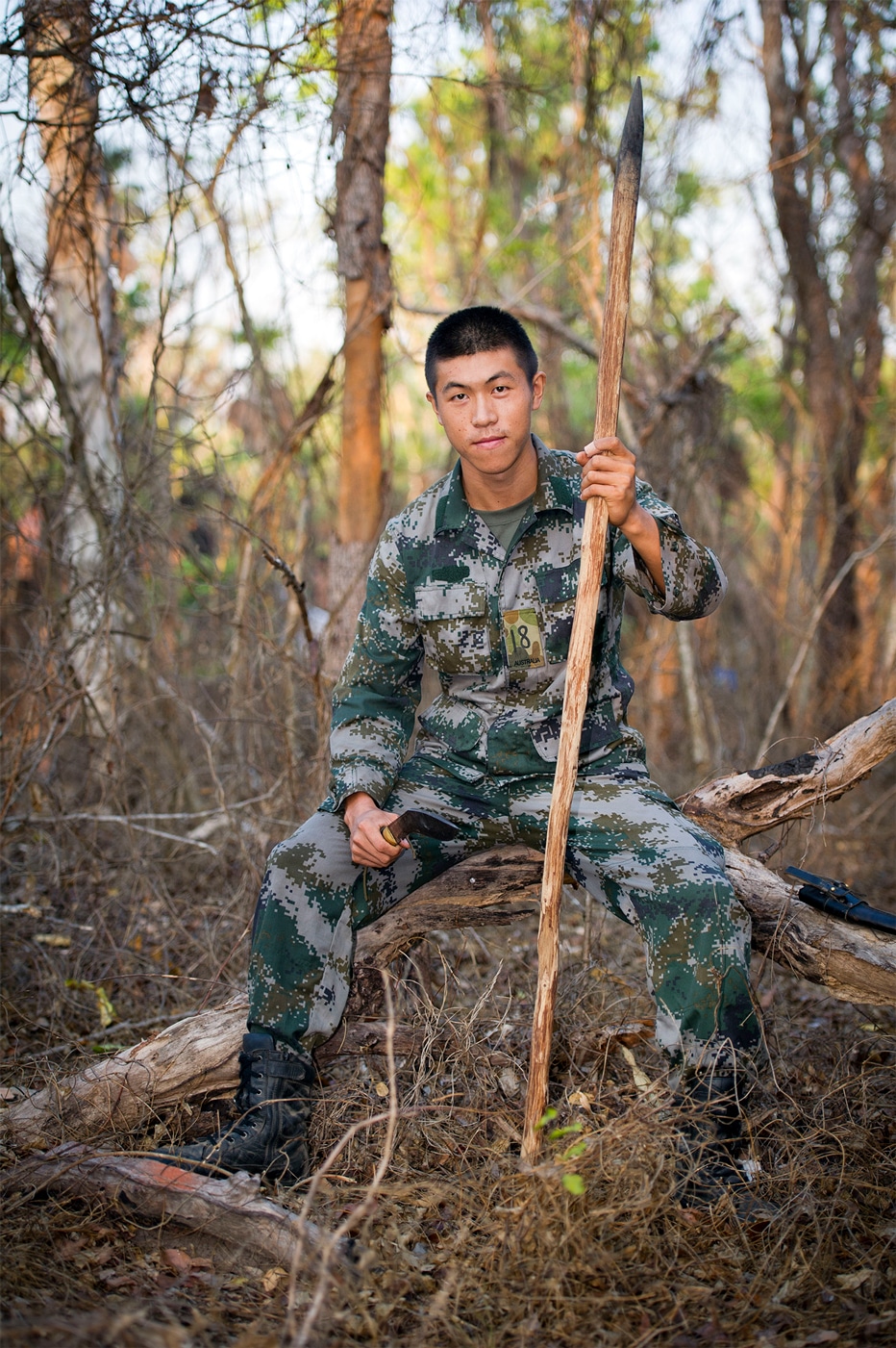 Chinese Peoples Liberation Army soldier with kukri knife trained by American forces