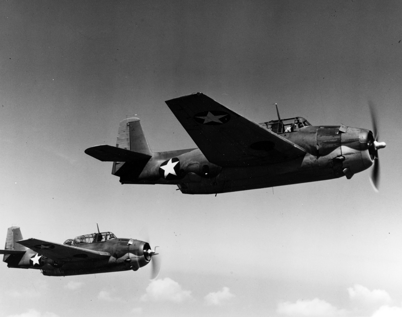 Grumman TBF-1 Avengers in flight circa 1942 1943