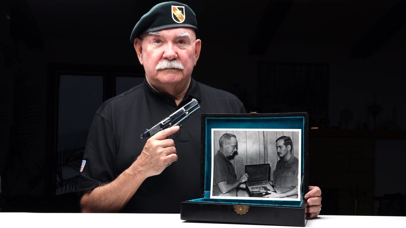 Major John Plaster MACV SOG with Browning Hi Power 9mm pistol