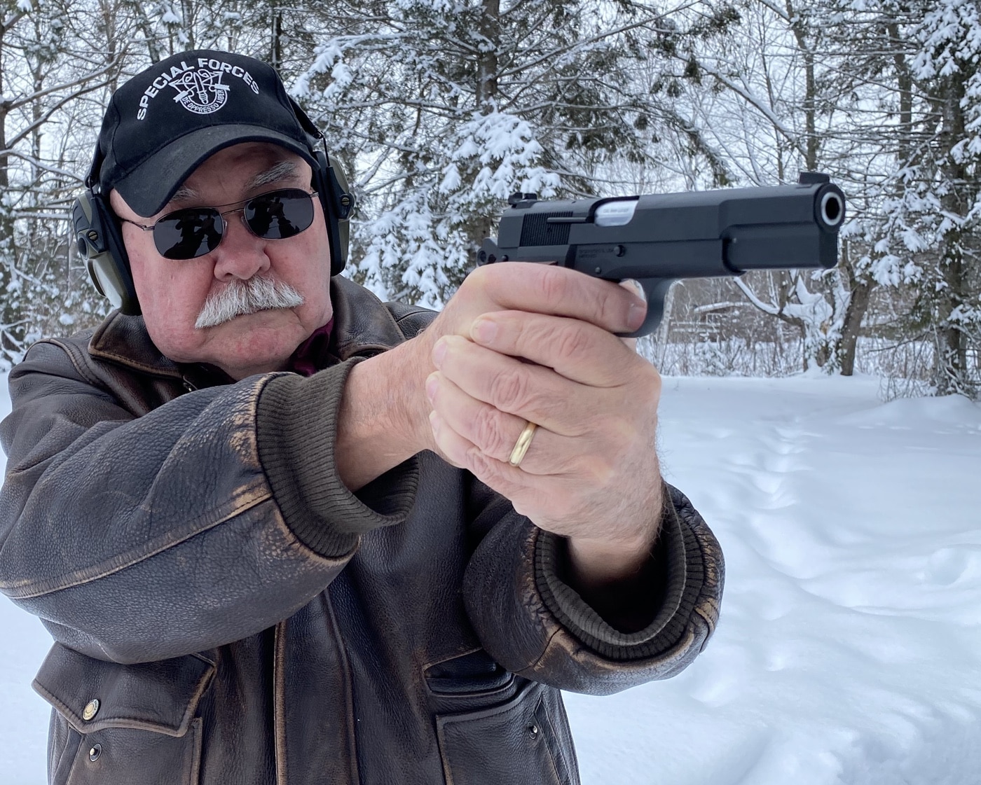 Major John Plaster shoots a Springfield Armory SA-35 pistol
