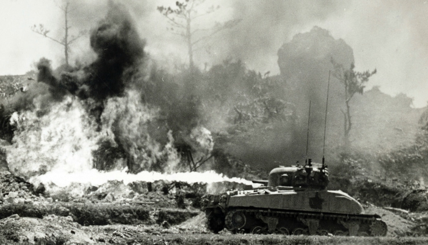 Sherman flame tank on Okinawa
