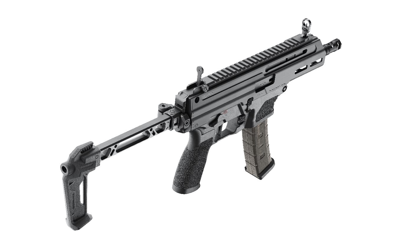 Springfield Armory Kuna with flip up sights and roller-delayed blowback system
