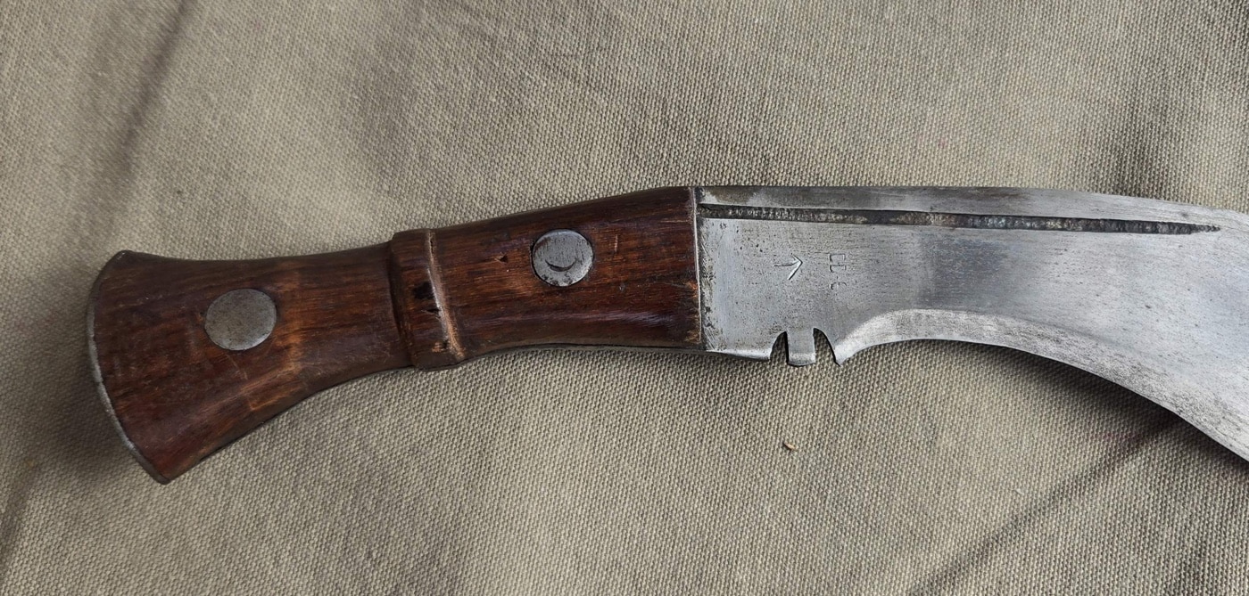 World War II era kukri knife handle and markings