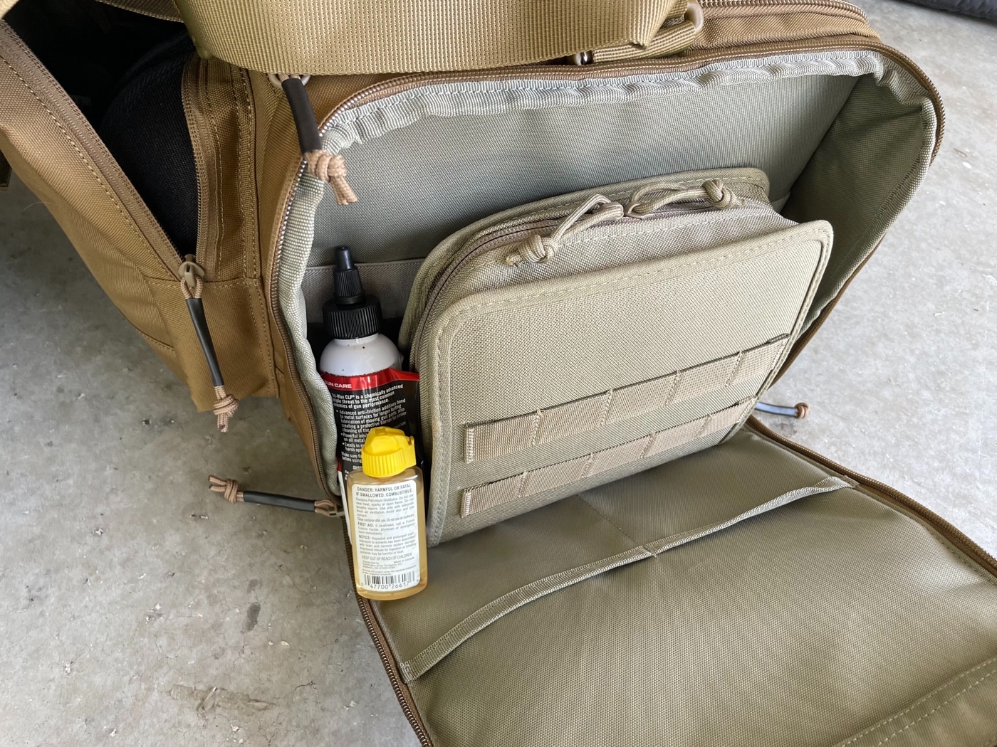 front pocket of the range bag