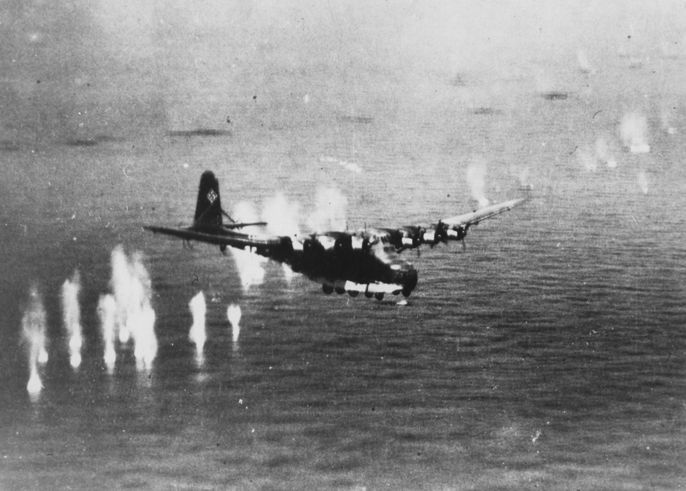 B-26 bomber shoots down German Me 323 near Corsica