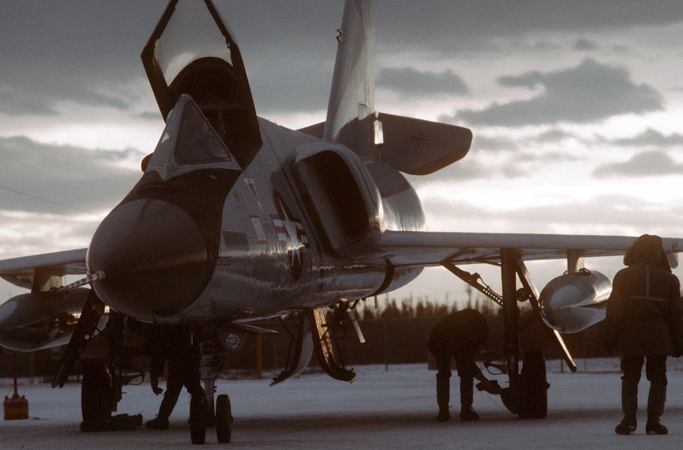 F-106 Delta Dart in snow at Eielson Air Force Base Alaska 318th Fighter Interceptor Squadron
