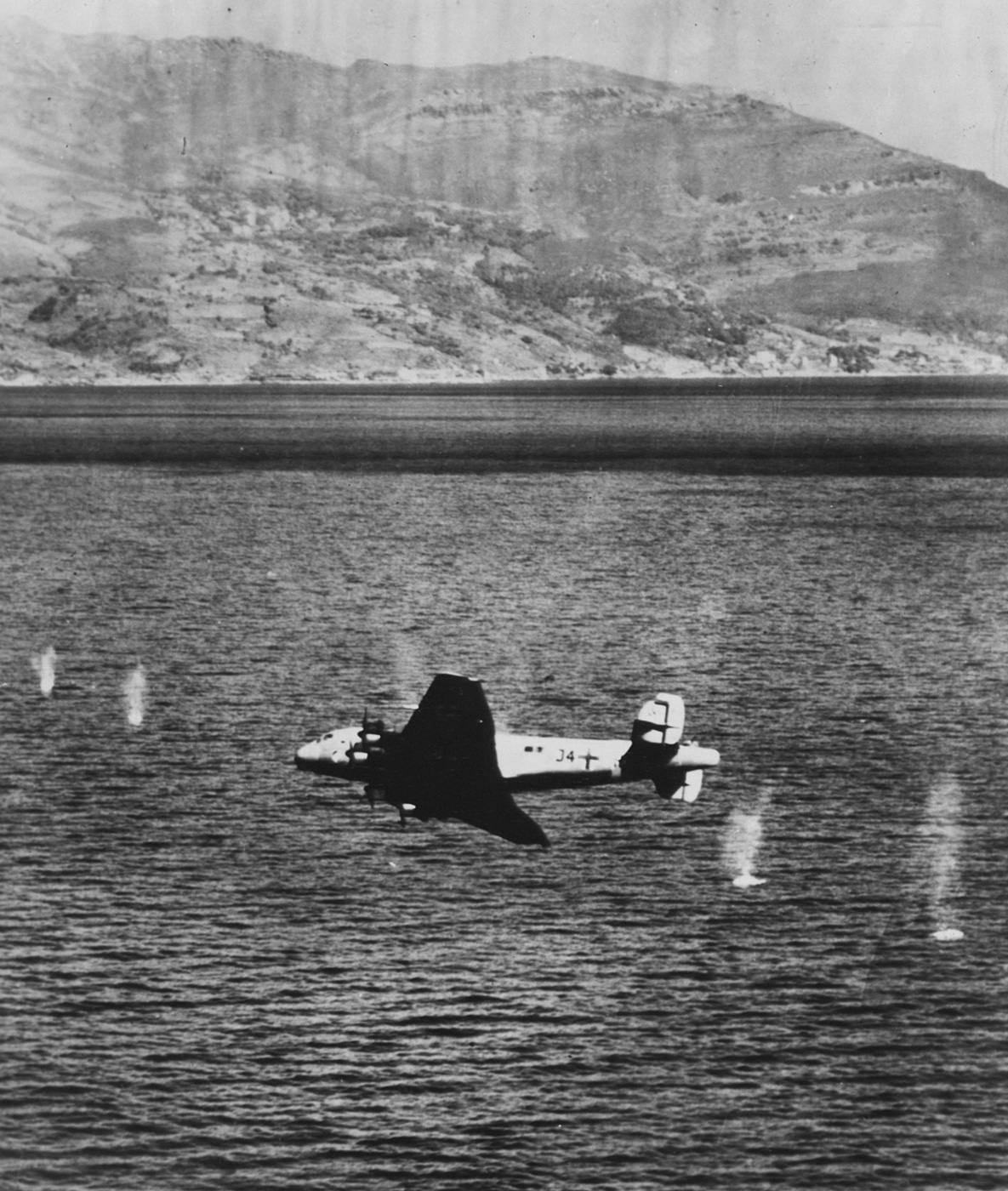 Royal Air Force B-26 Marauder shoots down German Junkers Ju 290 transport Corsica