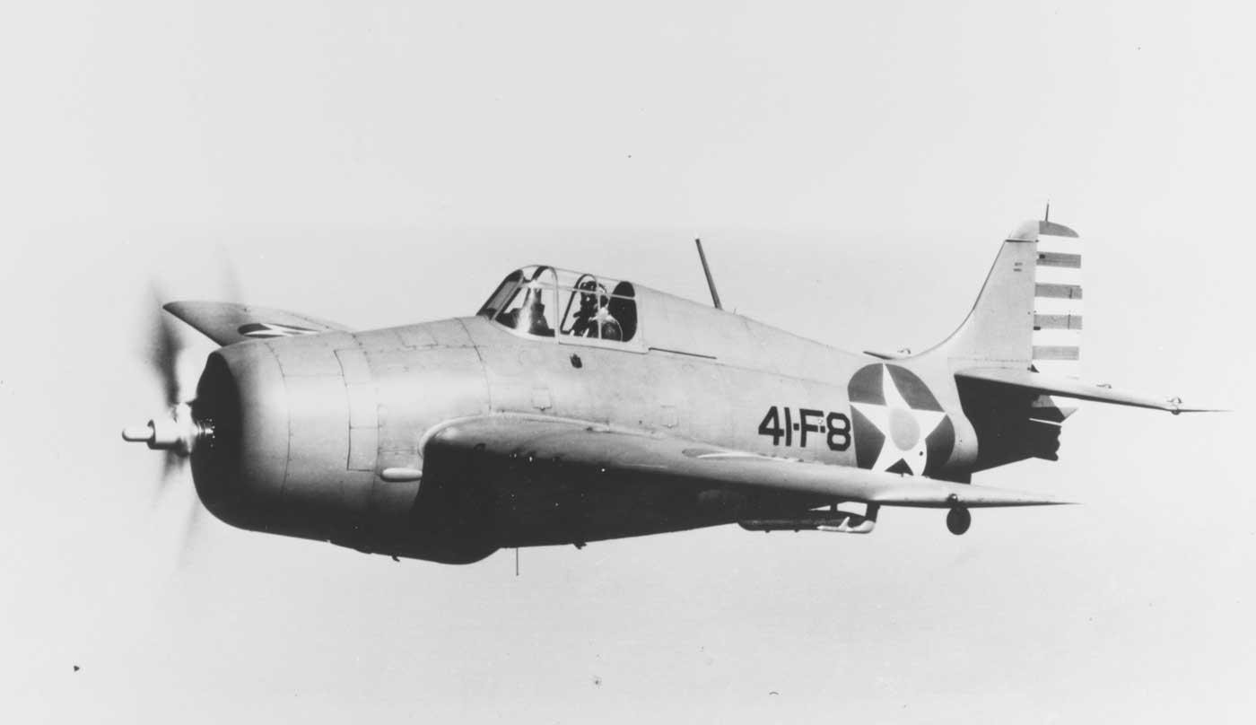 Grumman F4F-4 Wildcat of VF-41 in flight during 1942