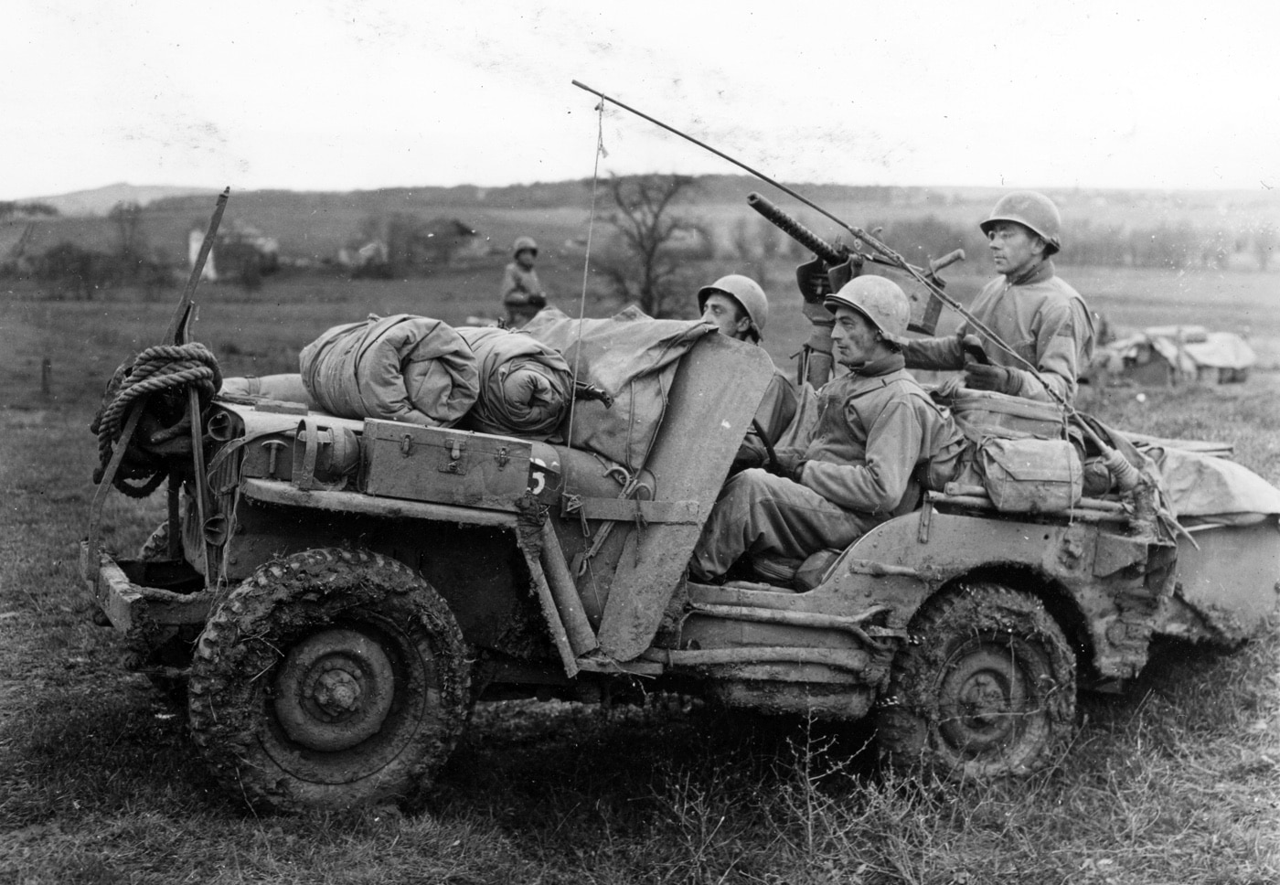 Jeep with 30 cal machine gun and armored shield
