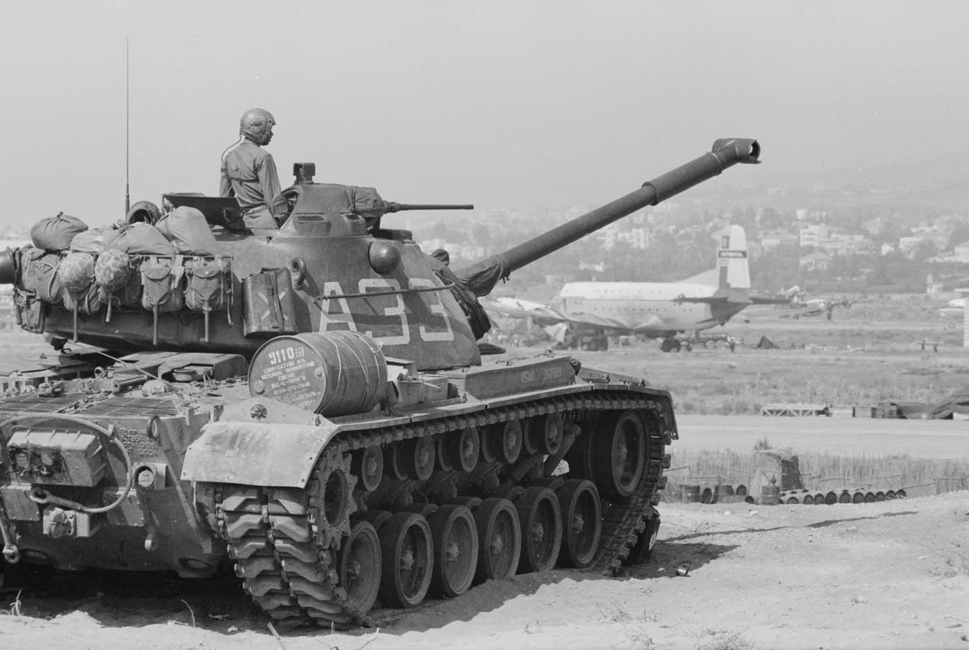USMC M48 Patton tank at Beirut airport in 1958