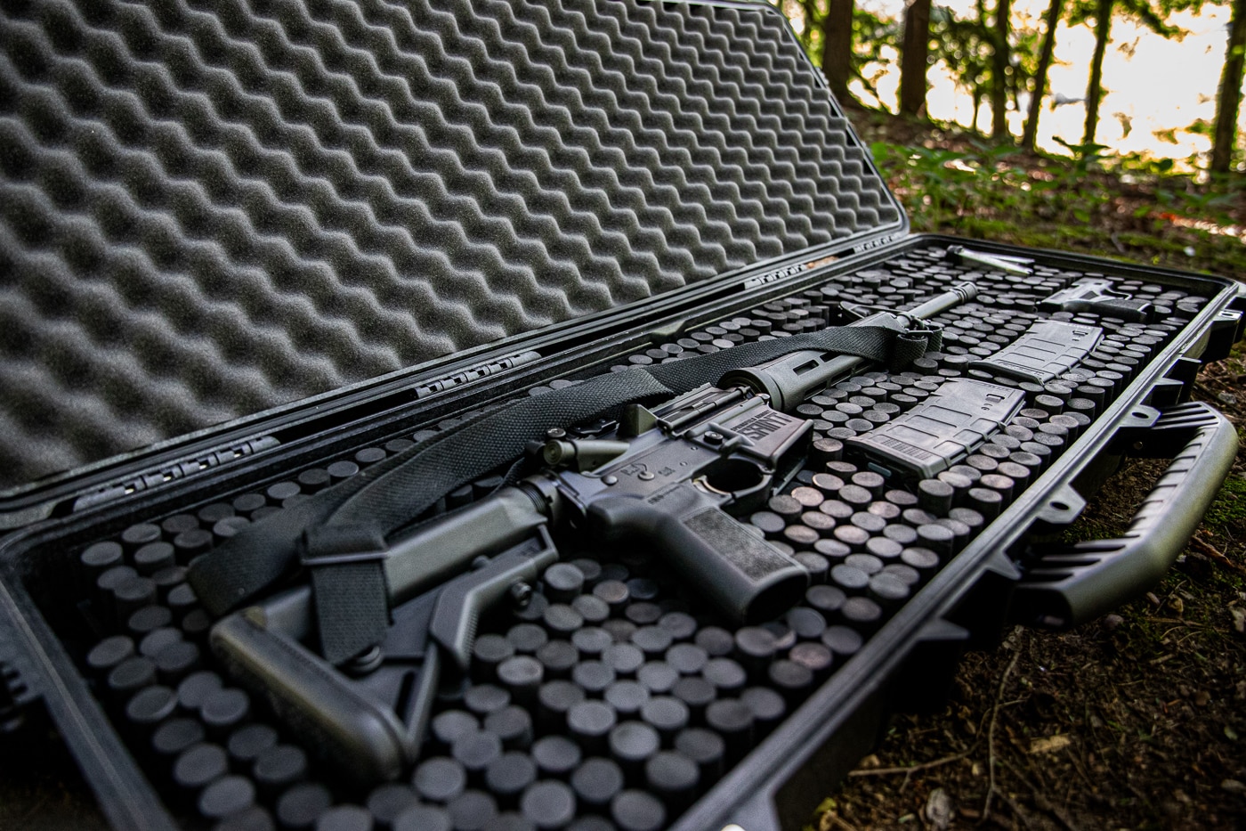 Springfield Armory SAINT rifle with magazines in Pelican case with magazines