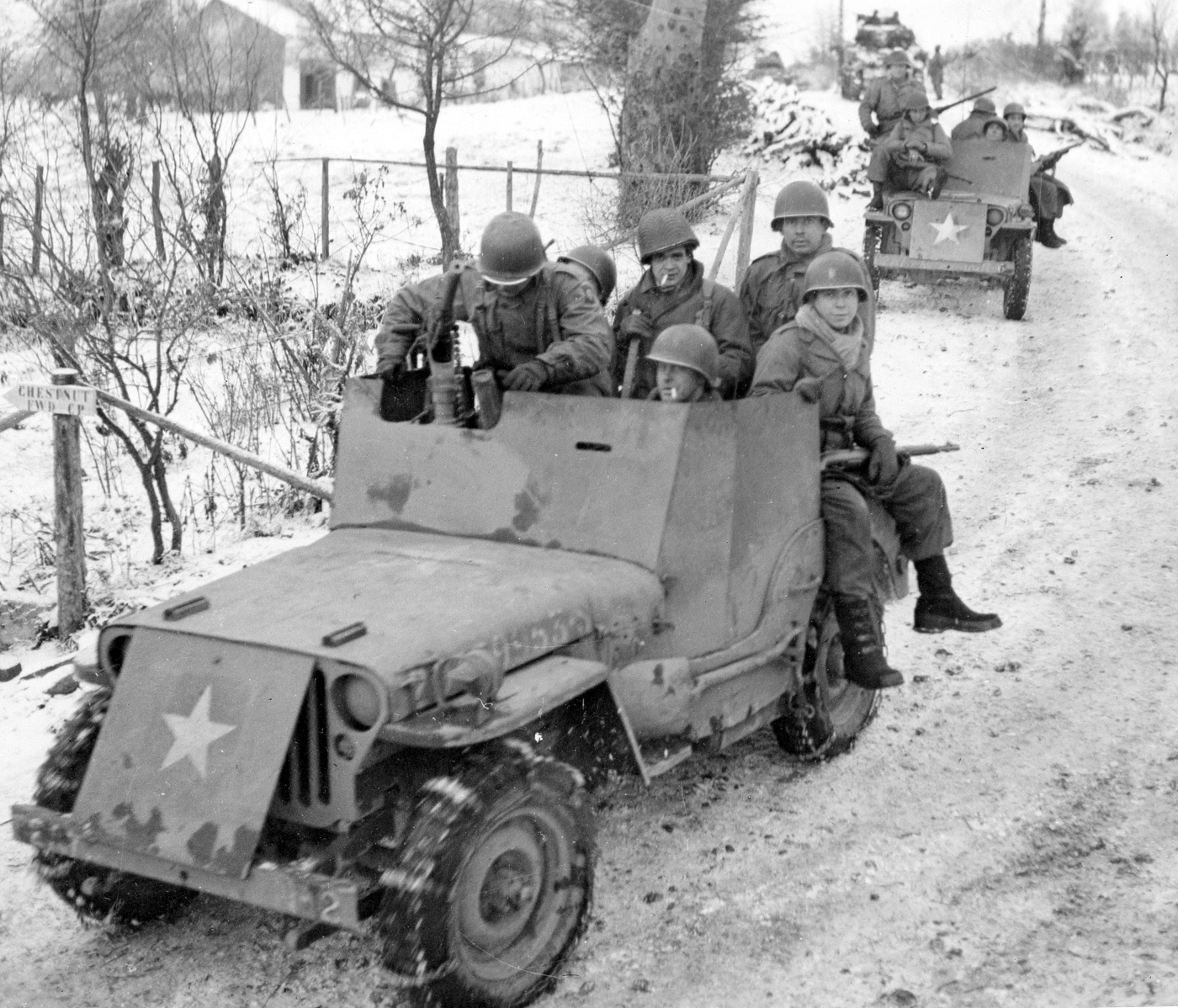 armored Jeep of 82nd Airbourne during Battle of the Bulge