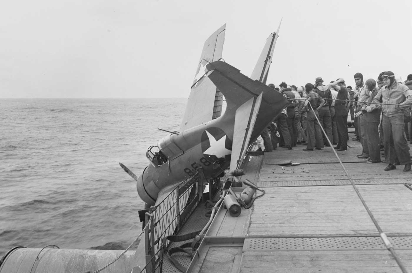 post crash of F4F Wildcat on USS Ranger CV-4