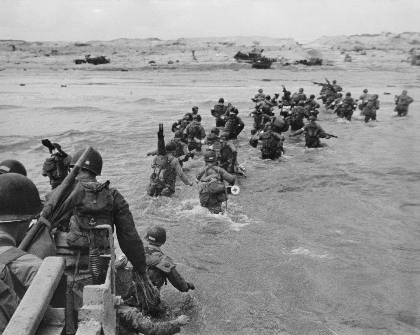 troops of the US 7th Corps wading onto Utah Beach