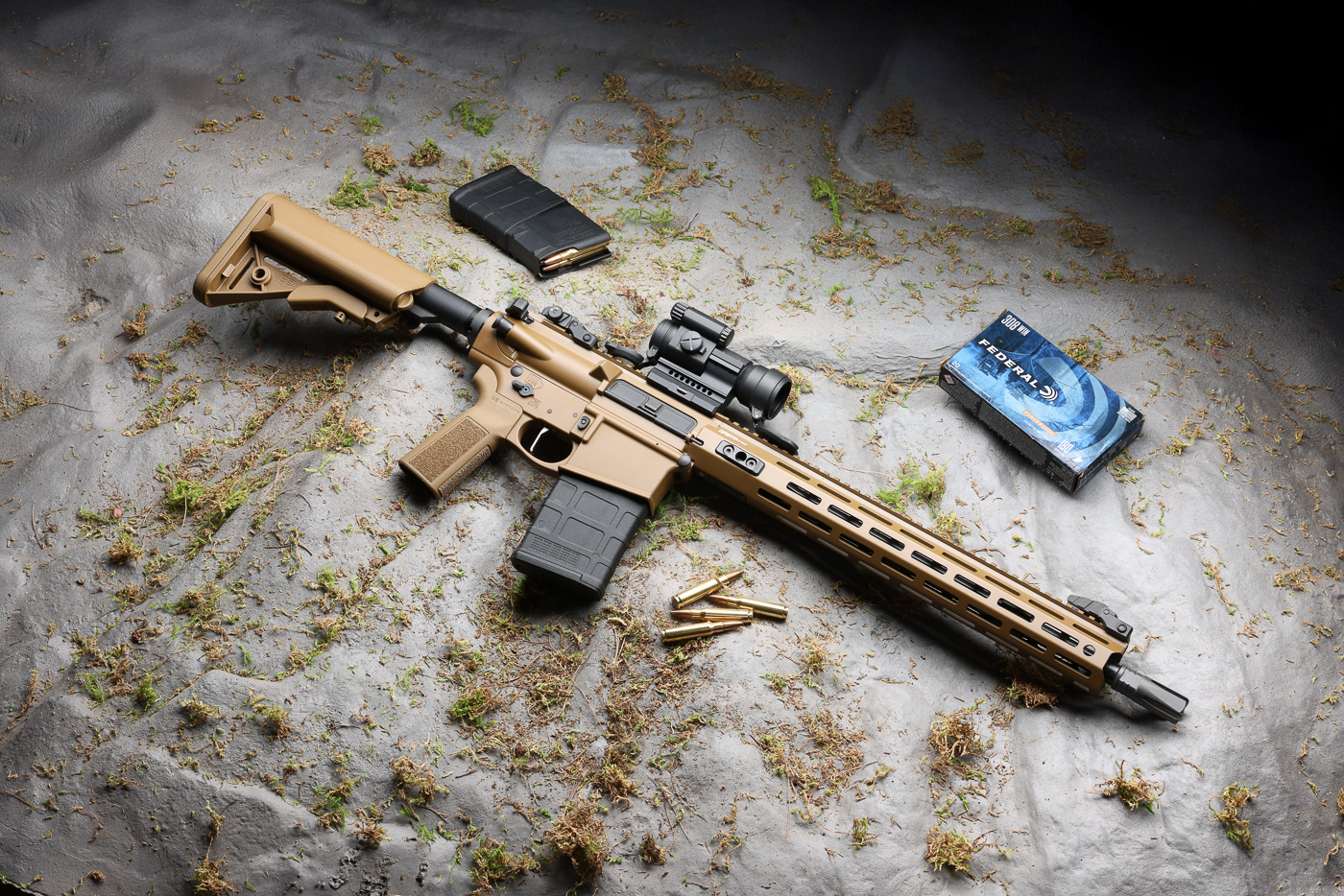 This image shows the 2025 Springfield Armory SAINT Victor rifle chambered in 7.62 NATO with a 16-inch barrel. The rifle uses an intermediate-length gas system, which is longer than a mid-length but shorter than a full rifle-length, providing smoother cycling with the heavier cartridge. It features a free-float aluminum handguard with M-Lok slots for accessories, along with a full-length Picatinny rail on top for optics and sights. The standard configuration includes B5 Systems furniture, such as the Enhanced SOPMOD stock and Type 23 P-Grip. The barrel is finished with a four-prong flash hider, adding to the rifle’s durability and visual appeal. Chambered in 7.62 NATO, this model delivers greater energy and downrange effectiveness compared to the 5.56 options. It is positioned as a versatile mid-sized battle rifle within Springfield Armory’s expanded SAINT Victor 2 series.