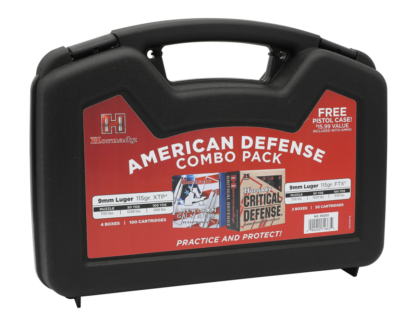 Hornady ammunition package displaying both practice rounds and Critical Defense hollow point bullets for training and self defense applications. The combination package demonstrates the importance of training with ammunition that approximates defensive load ballistics and bullet weight characteristics. Critical Defense ammunition uses polymer flex tip technology to prevent hollow point clogging while maintaining reliable expansion at various bullet weights. Matching bullet weight between training ammunition and defensive loads ensures consistent recoil impulse and point of impact during practice sessions. Premium self defense ammunition like Critical Defense costs substantially more than full metal jacket practice rounds, making combined packages economical for regular training. Shooters need to periodically test their actual carry ammunition to verify reliability and maintain familiarity with defensive round performance. Hornady Critical Defense represents quality hollow point ammunition optimized for concealed carry in compact handguns across multiple grain weights. Training with similar bullet weight practice ammunition prepares shooters for the recoil and accuracy demands of using defensive loads under stress.