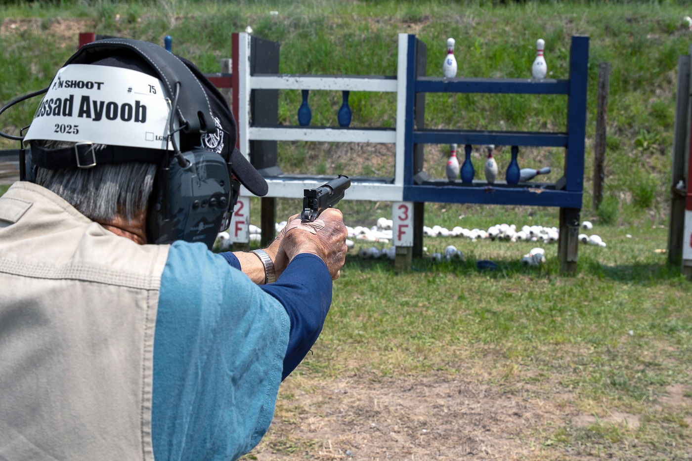 Massad Ayoob competing at the 2025 Pin Shoot