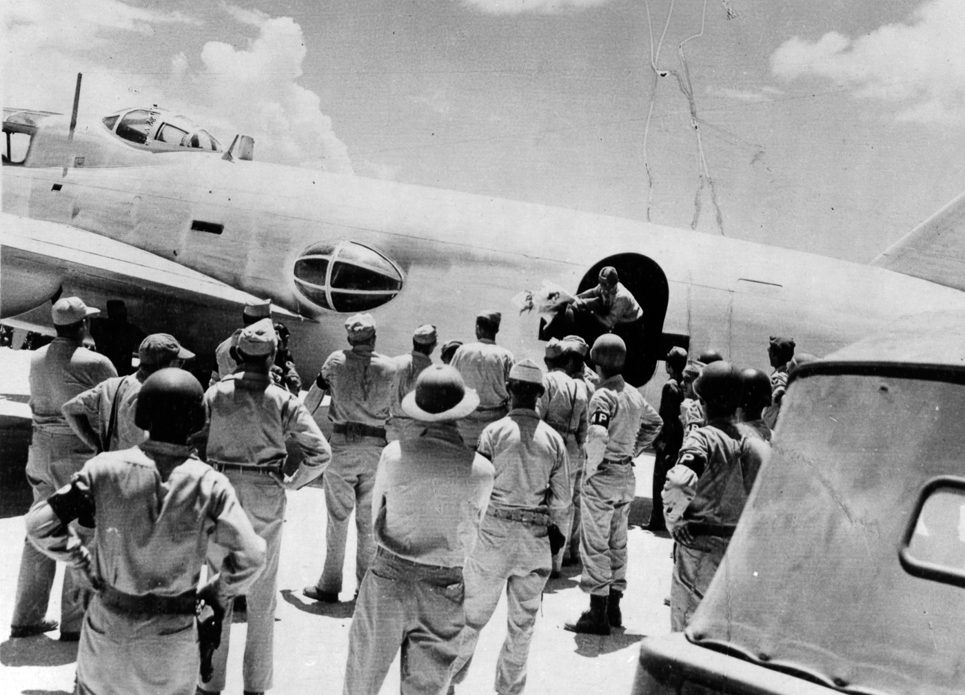 Japanese Betty delegation disembarks Ie Shima