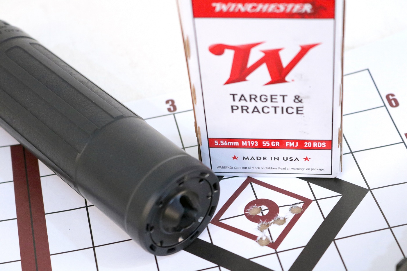 Target results demonstrating excellent accuracy performance and minimal point of impact shift when shooting with Dead Air Sandman X centerfire rifle suppressor mounted on test firearms used in this comprehensive suppressor review. The .30-caliber sound suppressor maintains the inherent mechanical accuracy of host rifles including Springfield Armory SOCOM 16 CQB and Hellion bullpup without introducing stringing, flyers, or group degradation common with poorly designed suppressors. Point of impact changes between suppressed and unsuppressed configurations remain predictable and repeatable, allowing shooters to develop zero data for both setups without constantly re-zeroing optics. The Sandman X's rigid 3D-printed Haynes 282 construction and secure KeyMo or Xeno mounting systems prevent the suppressor from walking, shifting, or loosening during firing strings that would degrade accuracy. Testing across multiple ammunition types from factory loads to handloaded subsonic .308 Winchester rounds confirms the suppressor doesn't introduce accuracy problems regardless of bullet weight, velocity, or powder charge. The Triskelion Gas Management System's baffle design manages propellant gas flow without creating turbulence or instability that would affect bullet flight as projectiles exit the suppressor. Both rifles tested shot beautifully straight with every factory load fed through them while maintaining reliable functioning, validating the Sandman X as a precision-capable suppressor suitable for applications beyond just reducing sound signature.