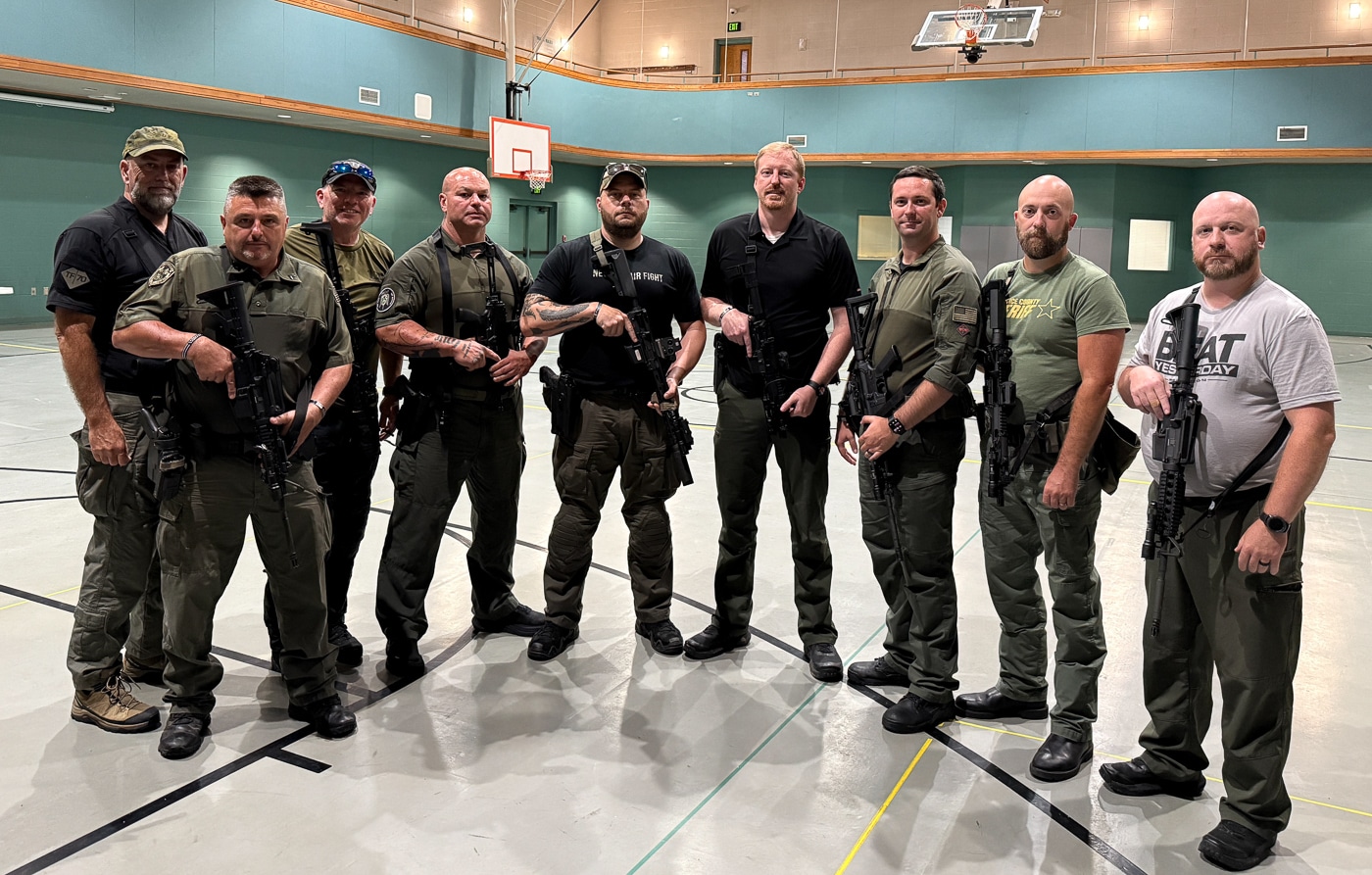 Law enforcement officers from small rural departments participating in Task Force 70 tactical training course learning patrol operations and emergency response skills. TF70 instructors with military and law enforcement backgrounds teach officers from underfunded agencies practical marksmanship, breaching techniques, and hostage rescue methods during intensive five-day programs. Small town police receive hands-on instruction in constitutional use of force, rapid entry tactics, and medical stabilization skills they need to handle violent situations in communities where backup is often too far away to respond quickly.