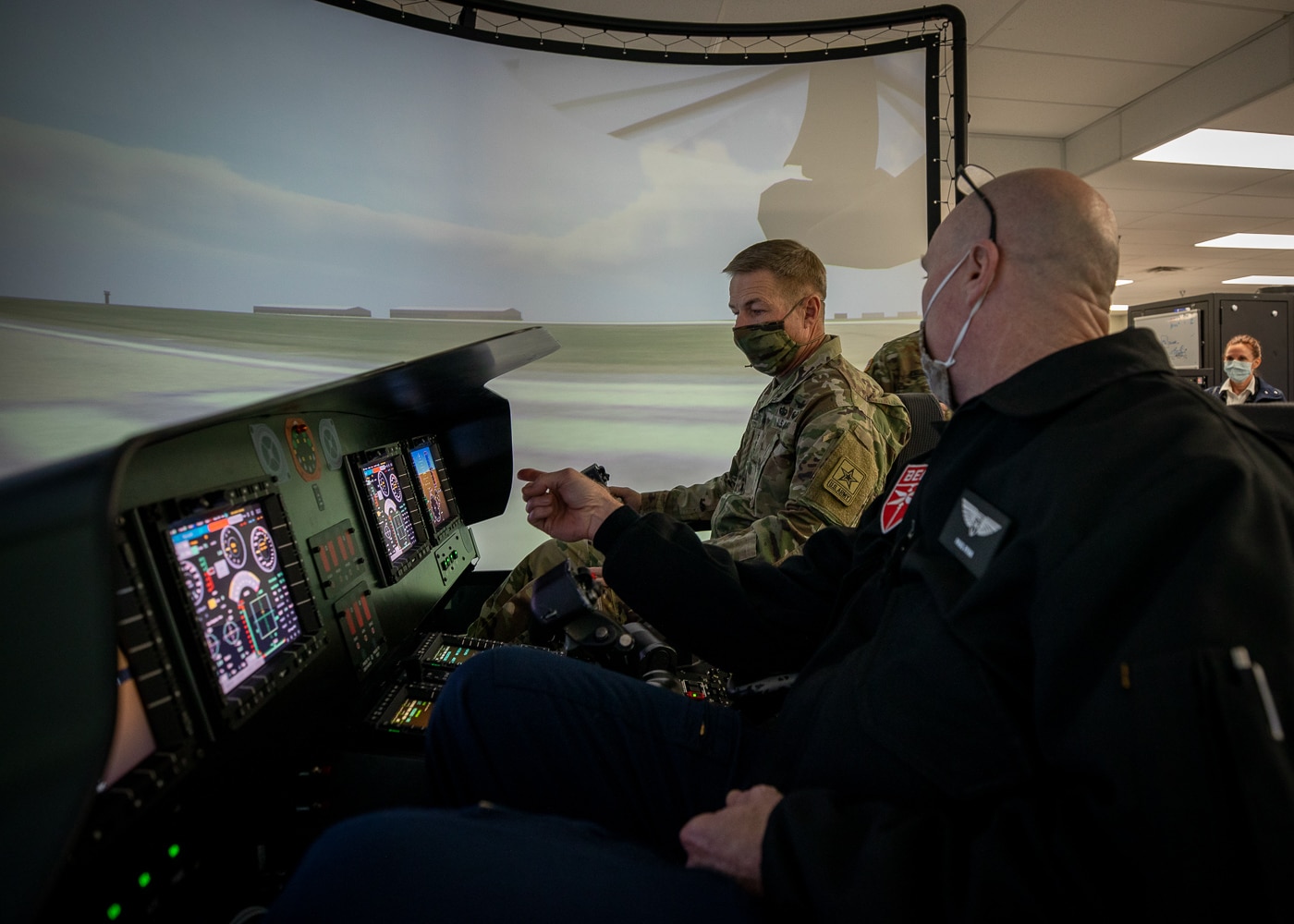 Army Chief of Staff General James C McConville flies MV-75 simulator