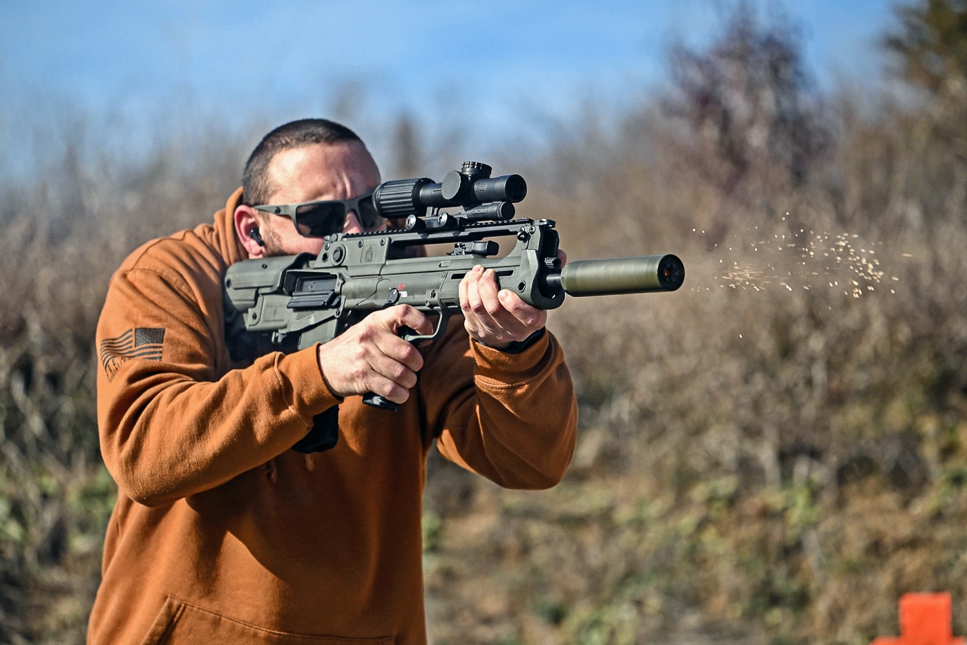 author shooting Hellion rifle with Hellion trigger upgrade