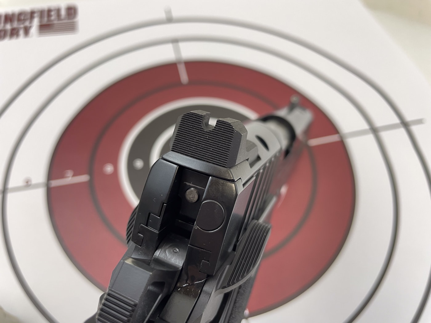 rear sight on a pistol