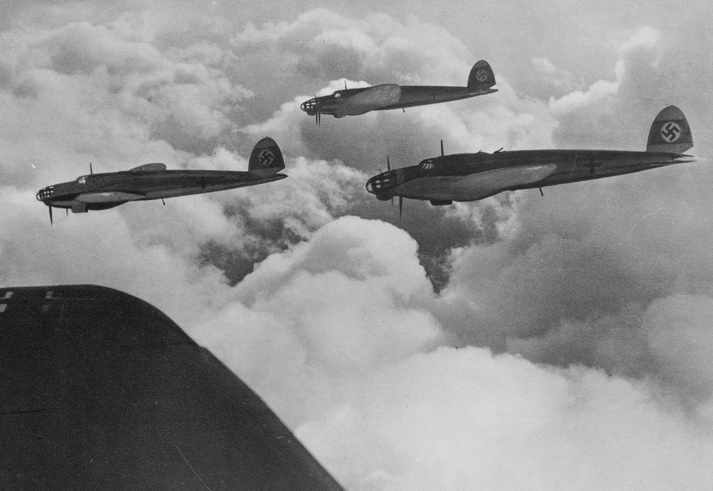 German Heinkel He 111 E bombers in flight