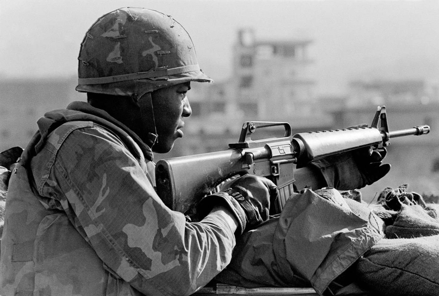 US Marine with M16A1 at Beirut airport Lebanon 1983
