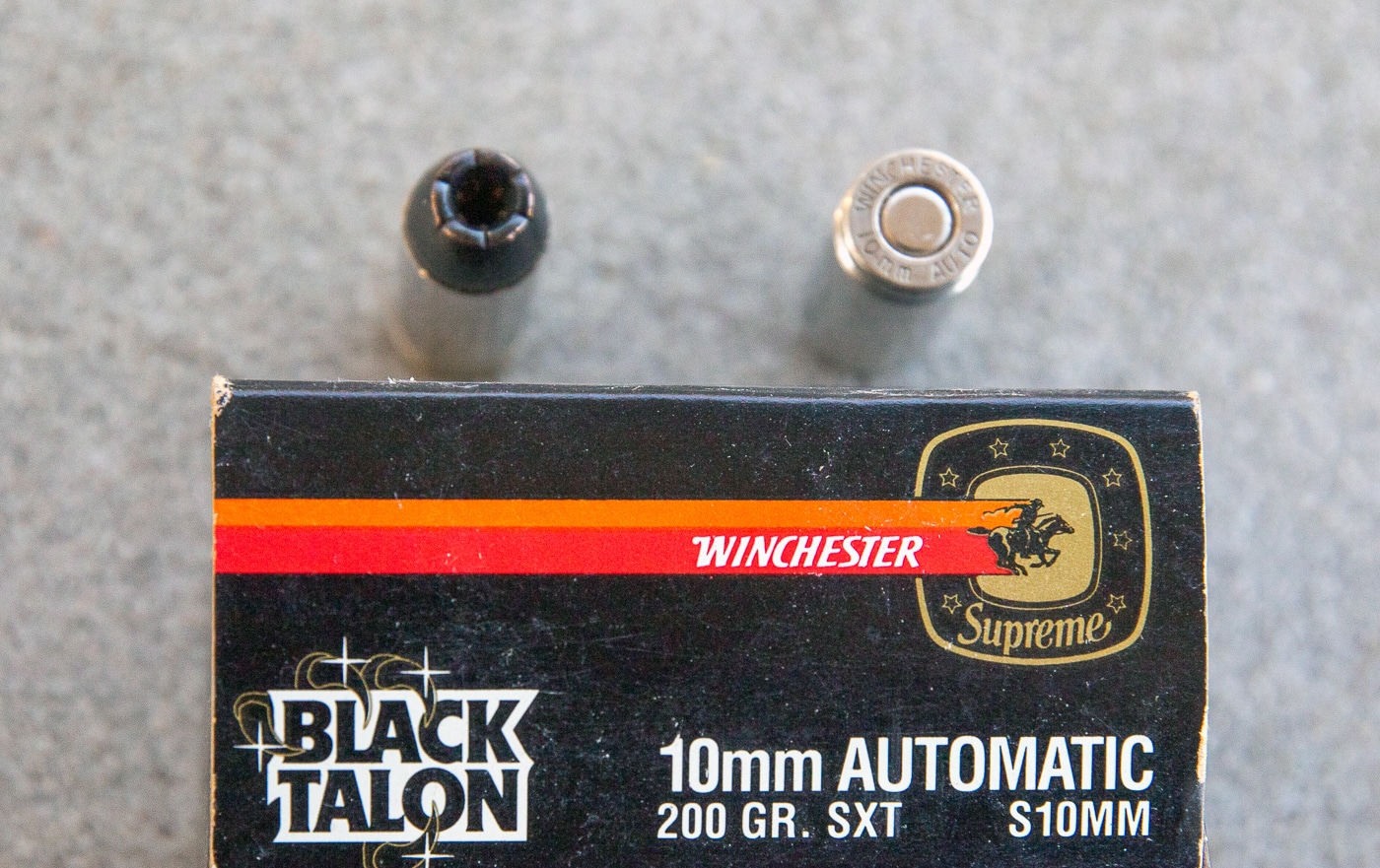 Winchester Black Talon 10mm ammunition and box