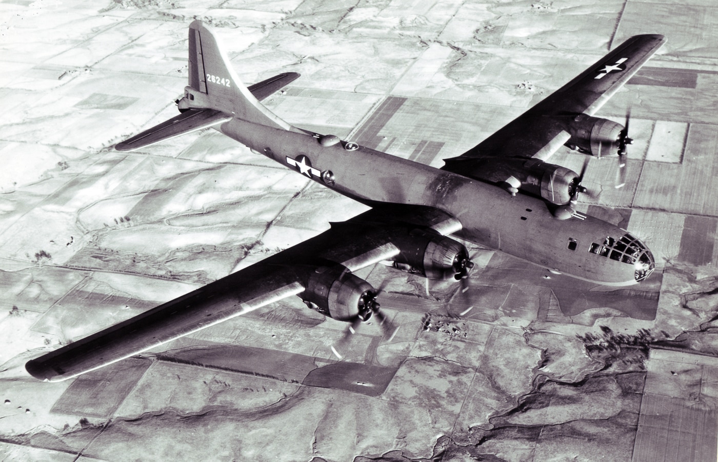 top view of American B-29 bomber
