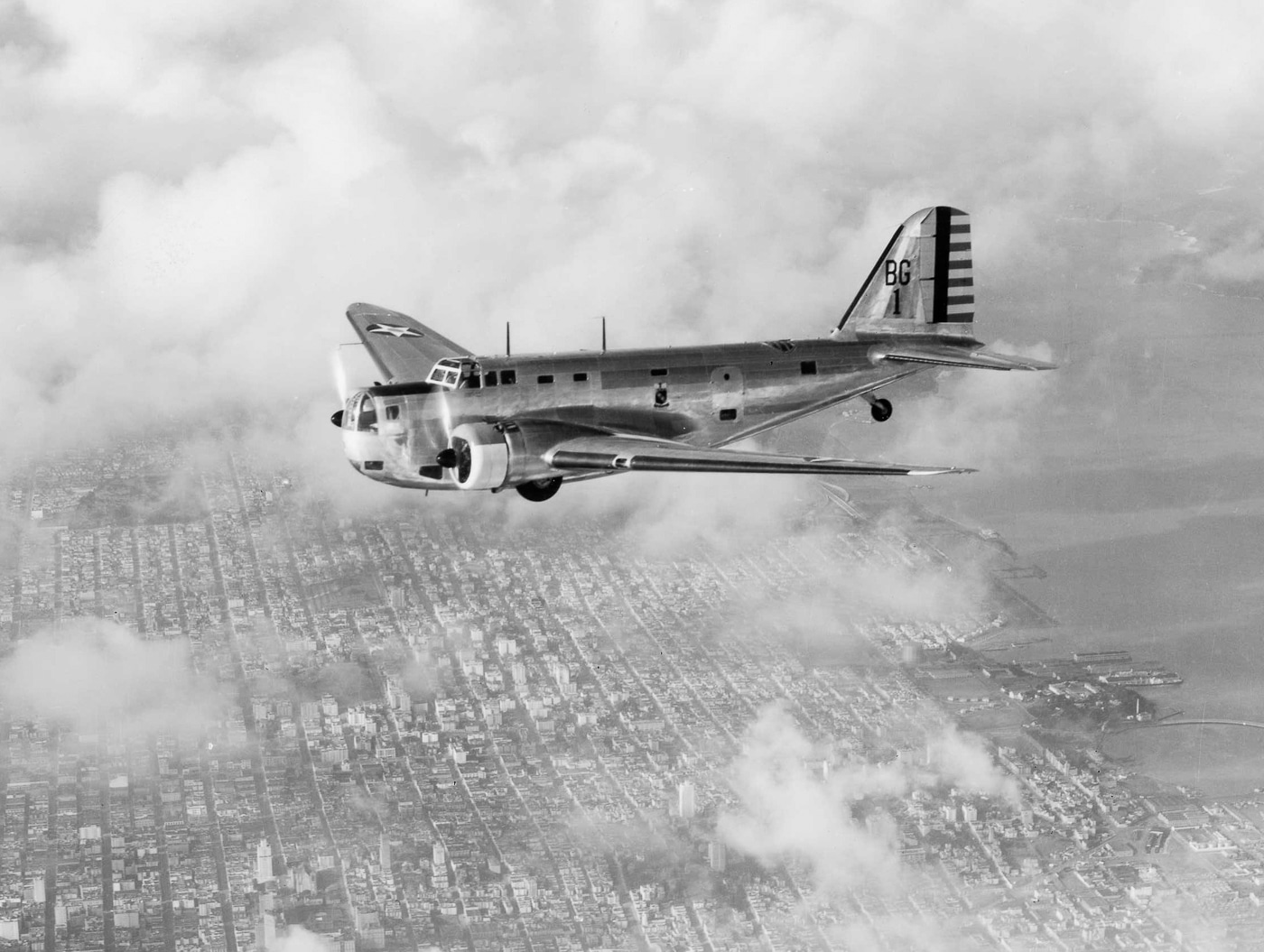 B-18 Bolo over Hamilton Field in 1938