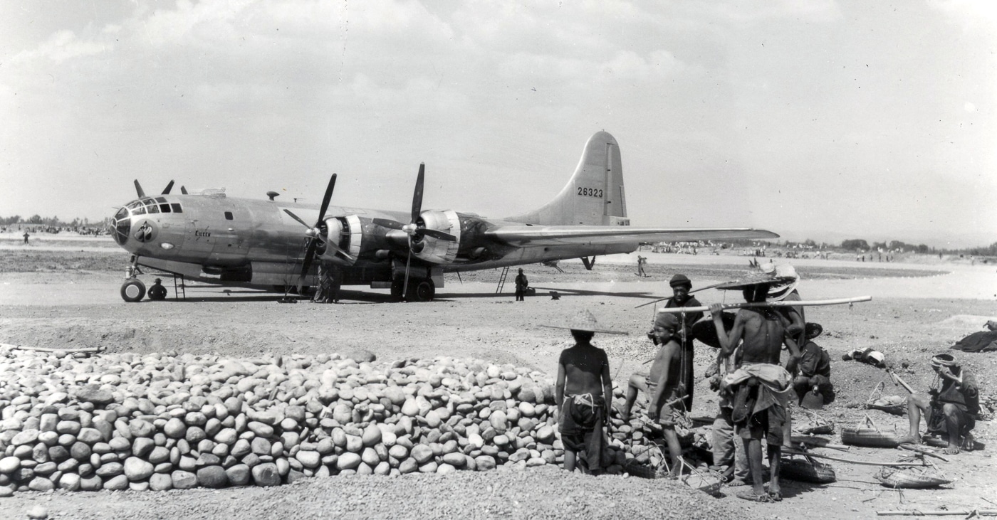 B-29 in China with workers