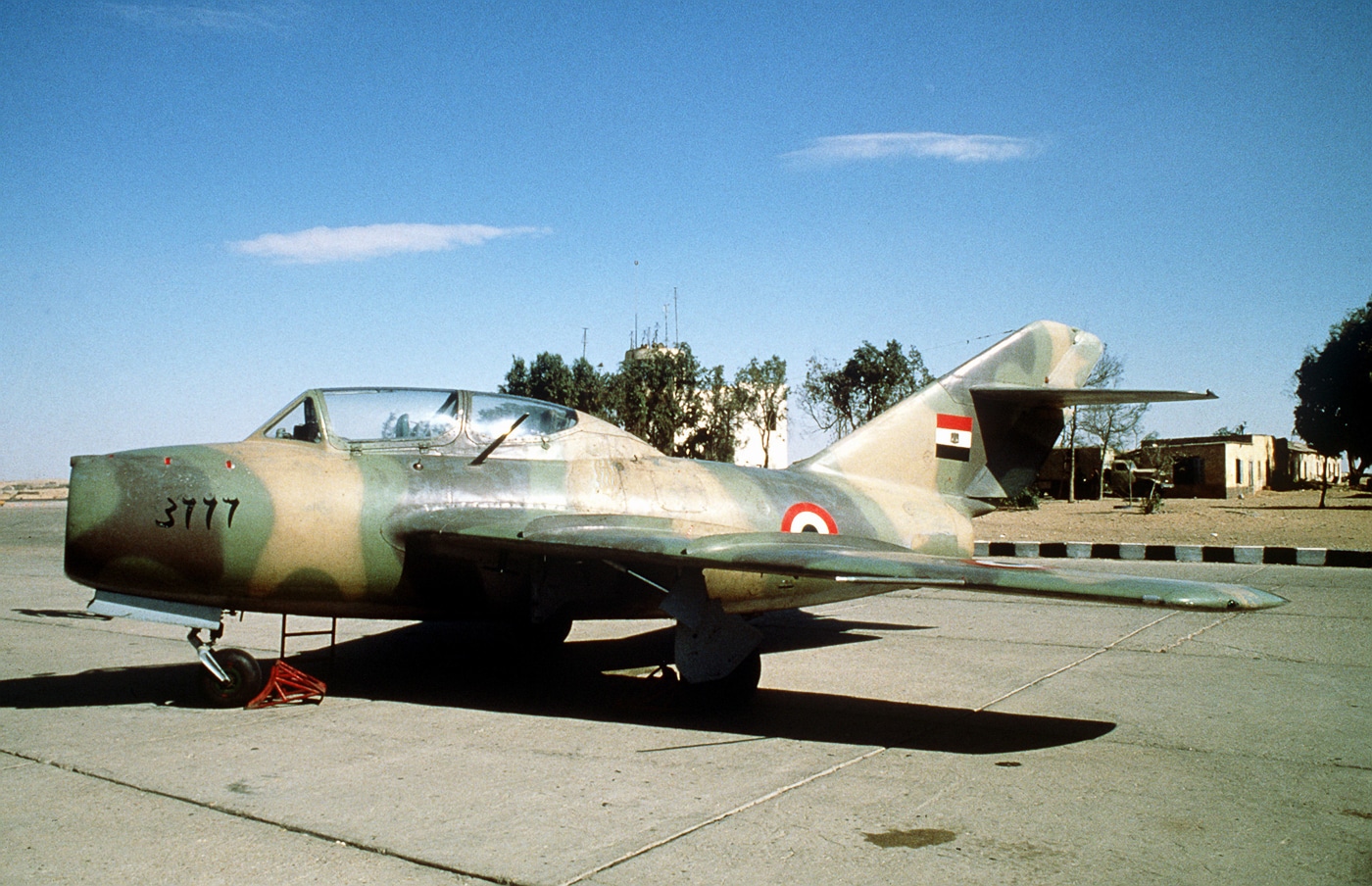 Egyptian MiG-15 parked on flight line
