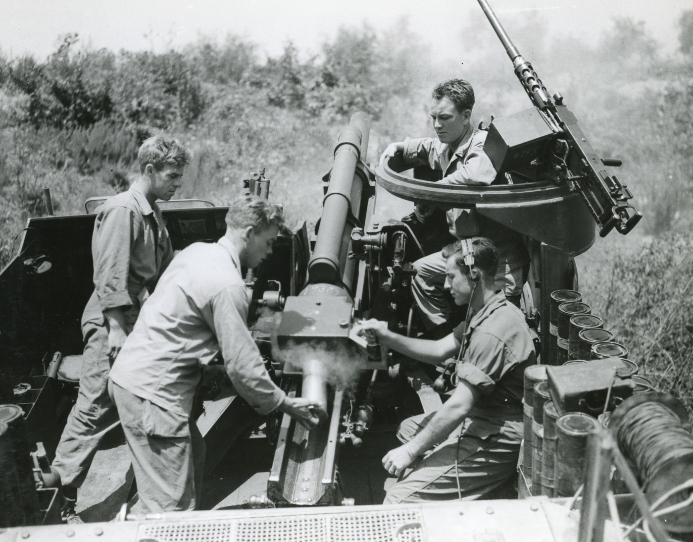 M7 Priest crew in action with the 1st Armored Division in Italy during August 1944
