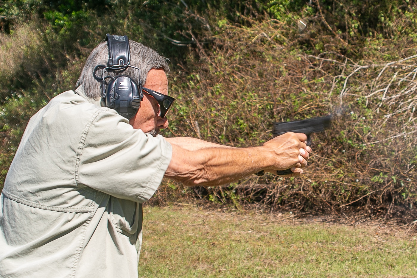 Massad Ayoob demonstrates manageable recoil of 10mm