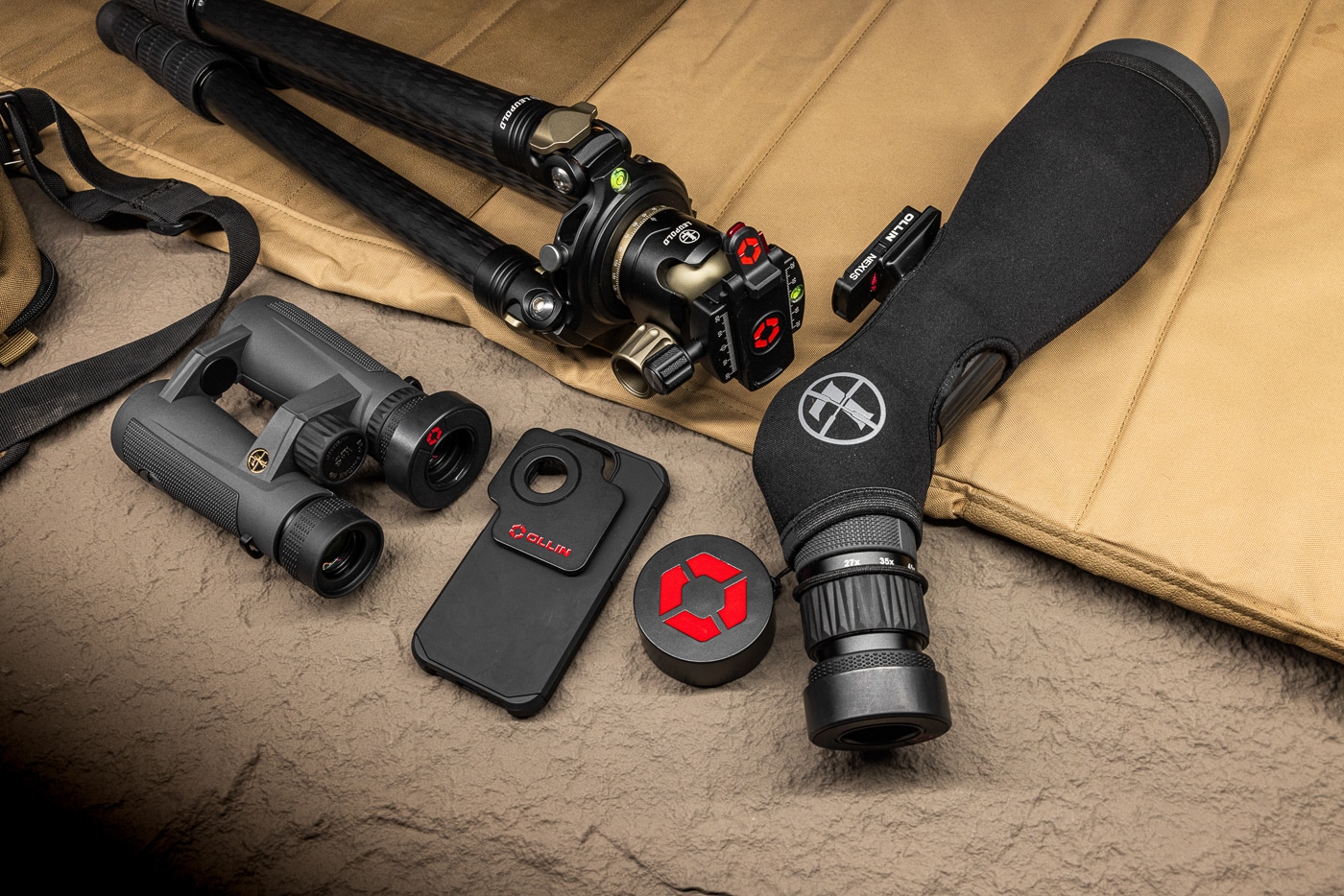 Ollin gear with Leupold spotting scope