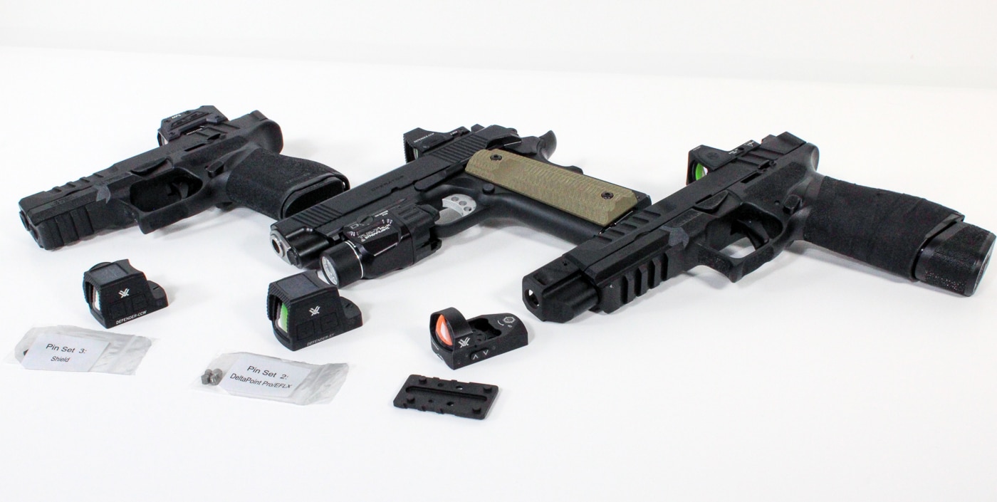 Springfield Armory pistols with various red dot sights